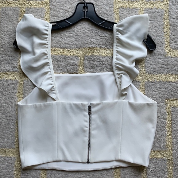 Alice and Olivia white ruffle crop top - Picture 8 of 8